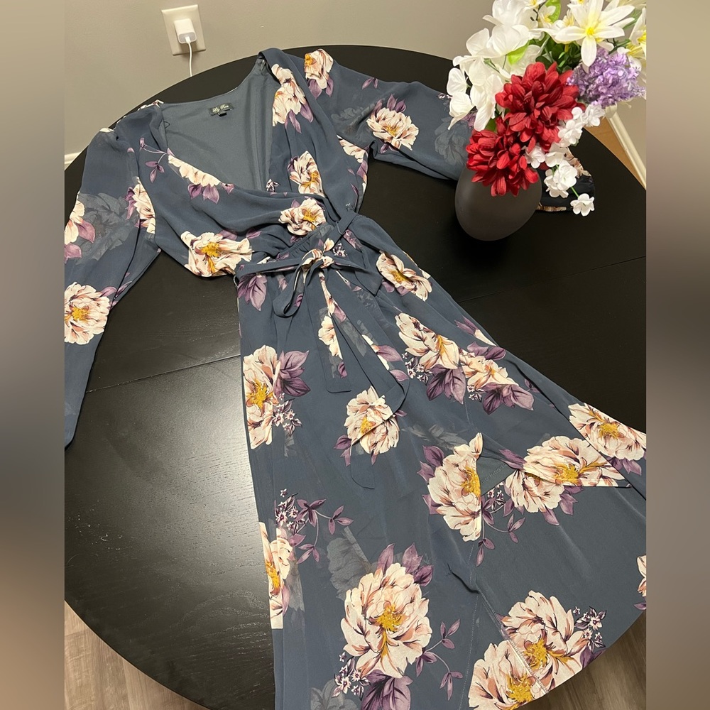 Long sleeve high low maxi dress